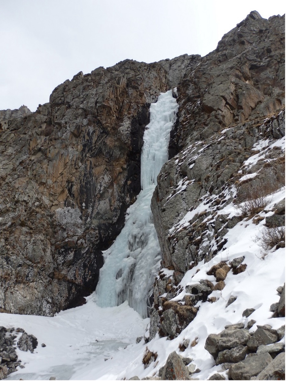 Frozen waterfall in Ala-Archa National Park